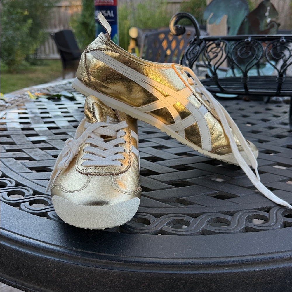 Onitsuka Tiger by Asics Gold and White Athletic Shoes 8.5